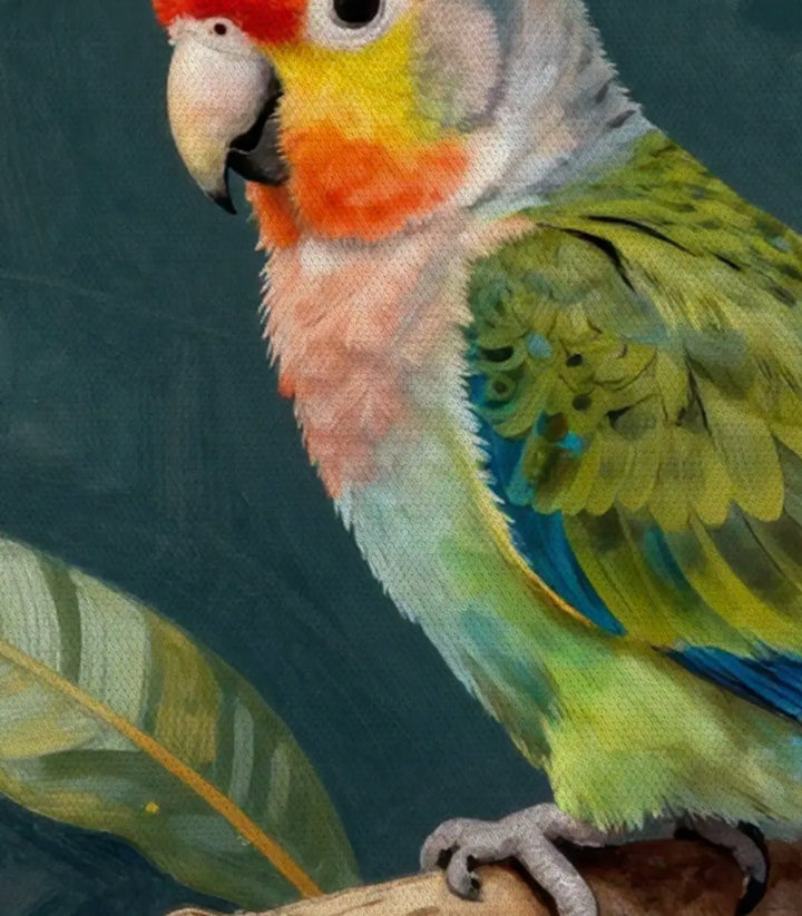 Cuadro Parrot Bloom en decoración de interior — lienzo loro floral Massinart