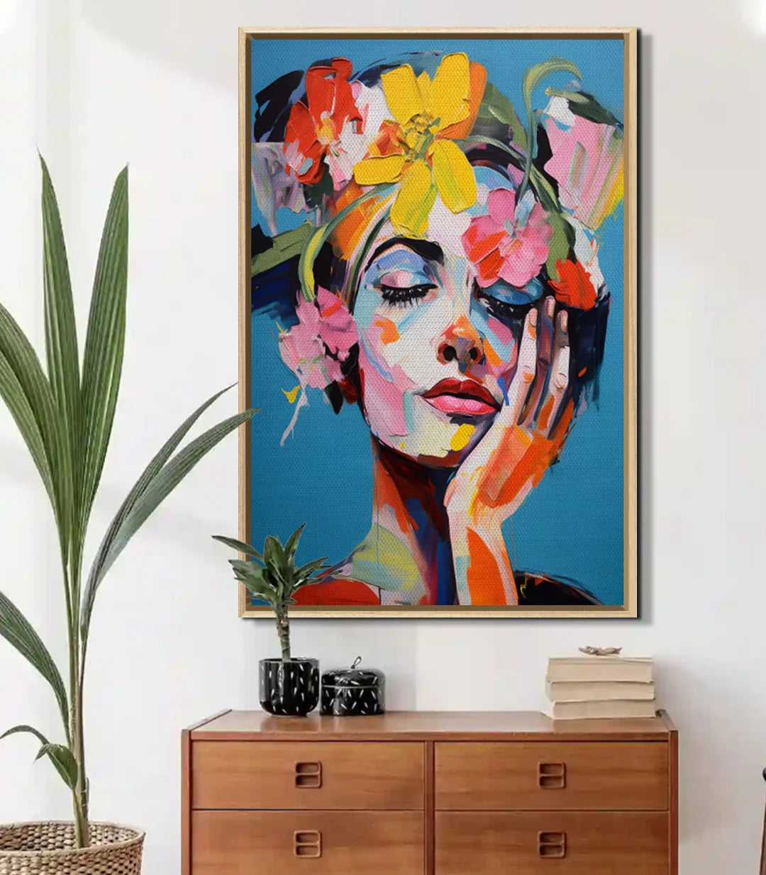 Cuadro Dreamy Blossom en dormitorio diseño contemporáneo arte floral Massinart