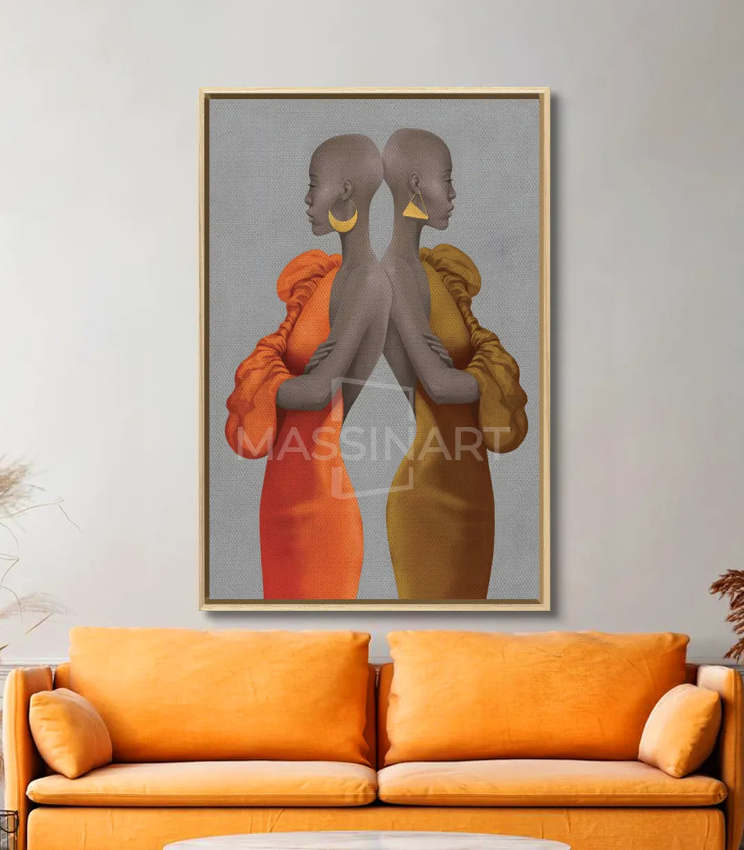 Cuadro Twins Massinart — embalaje de envío listo para colgar