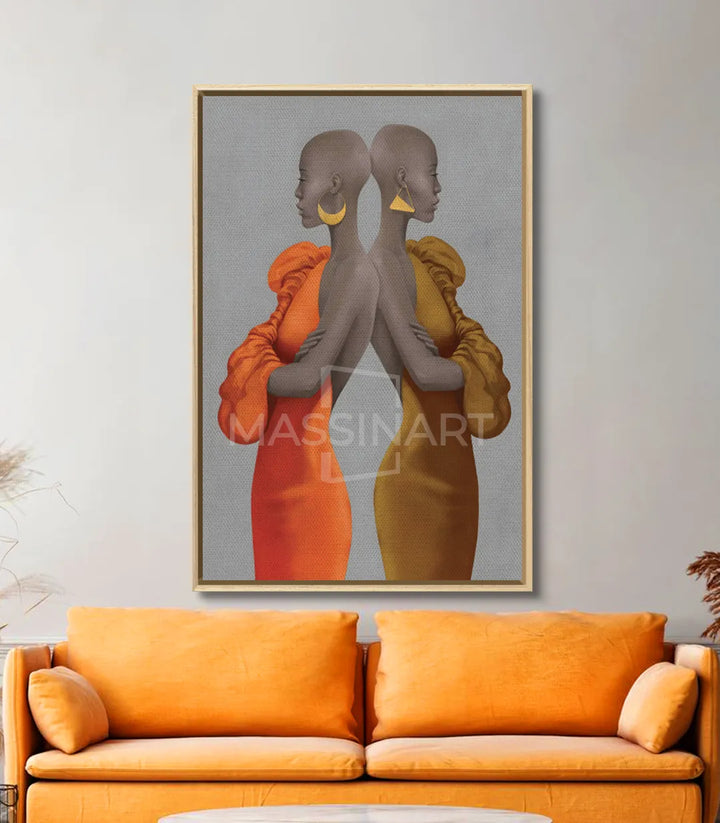 Cuadro Twins Massinart — embalaje de envío listo para colgar
