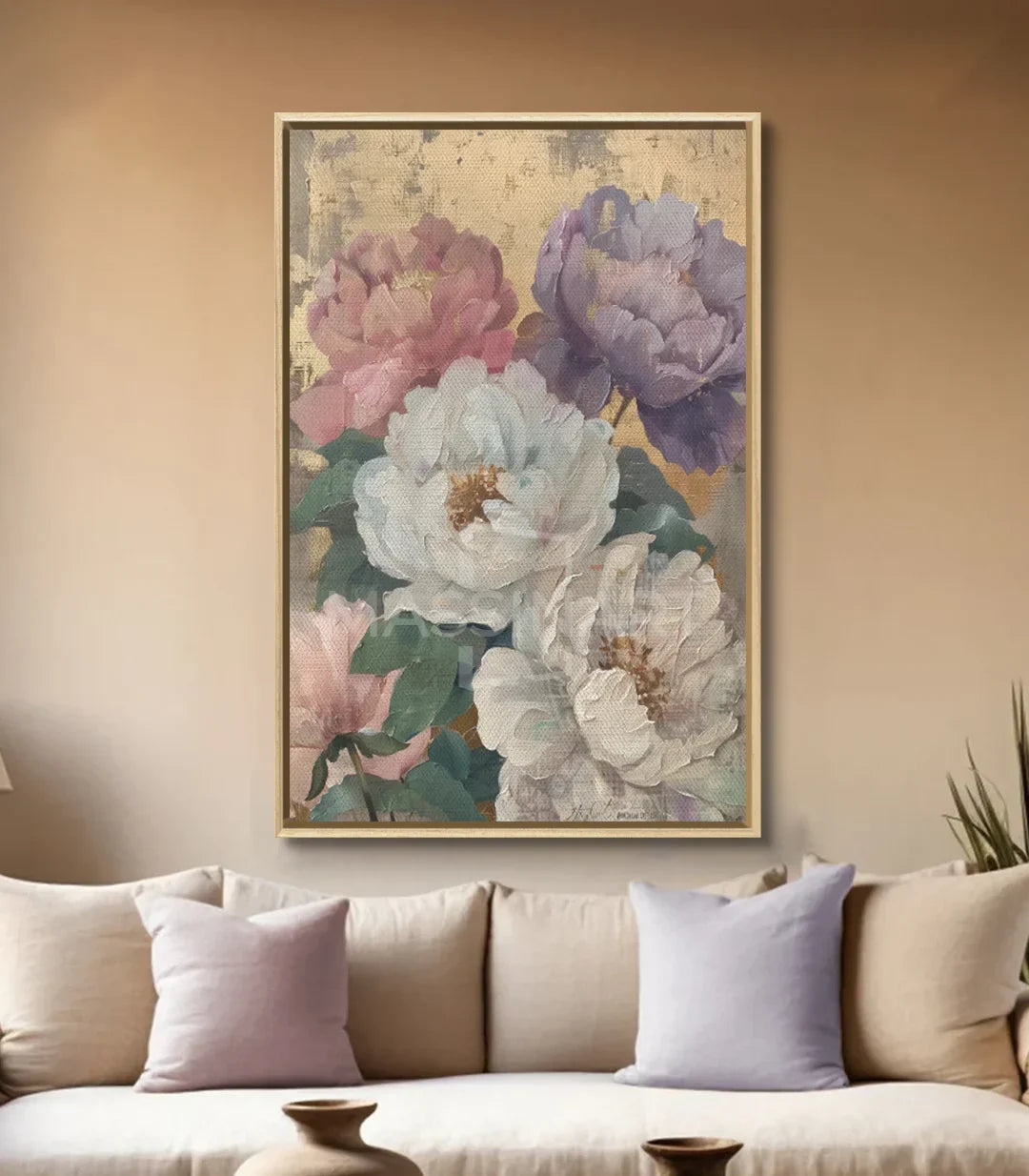 Cuadro Prosperity Massinart — detalle floral peonías estilo expresionista