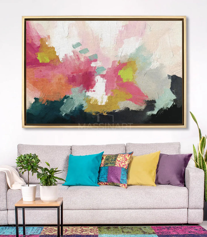 Cuadro Sympathy sobre sofá gris en salón moderno — decoración pared Massinart