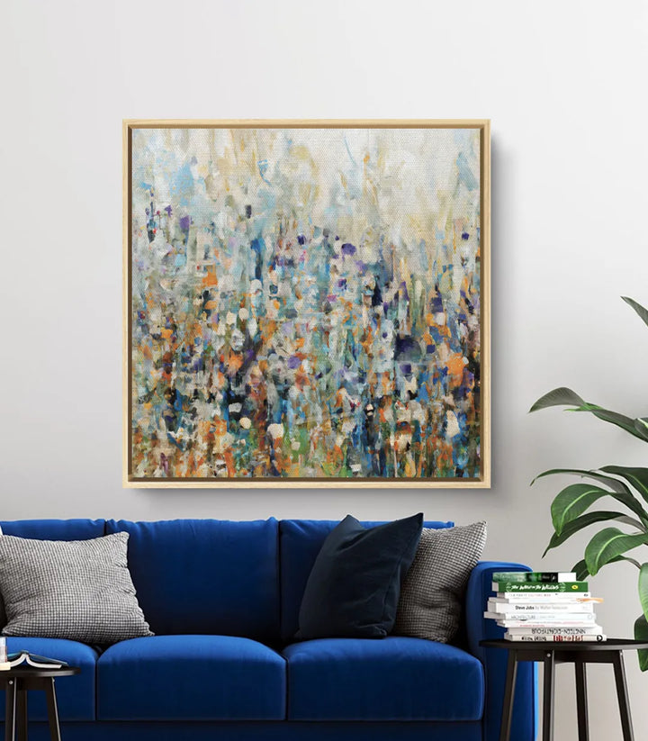 Cuadro Motly en interior contemporáneo, arte mural abstracto, Massinart