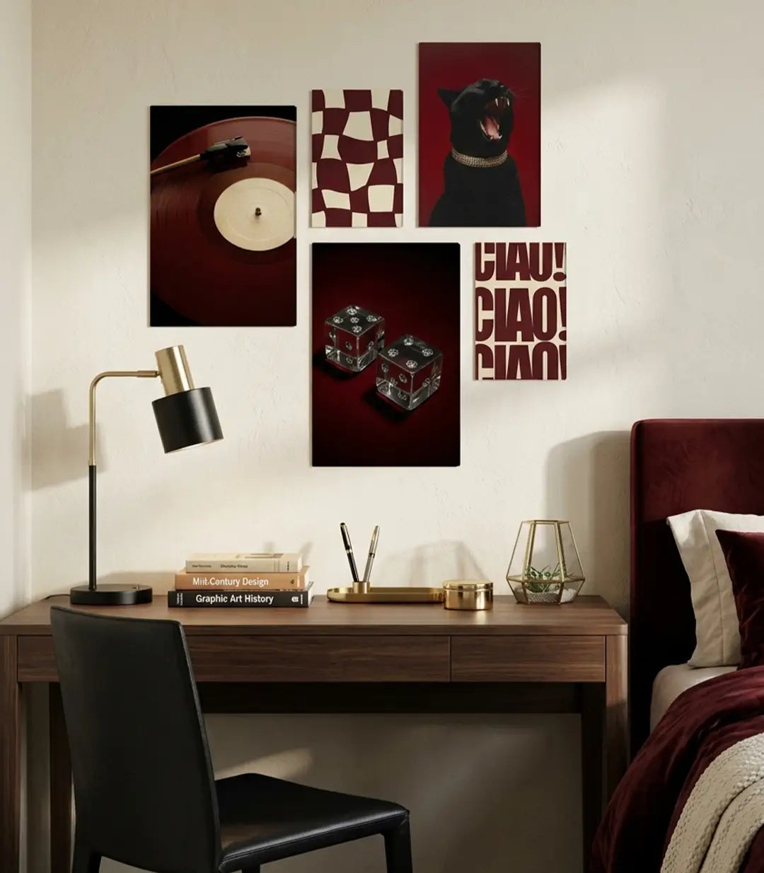 Cuadro Velvet composición de cuadros en dormitorio — ambiente decoración Massinart