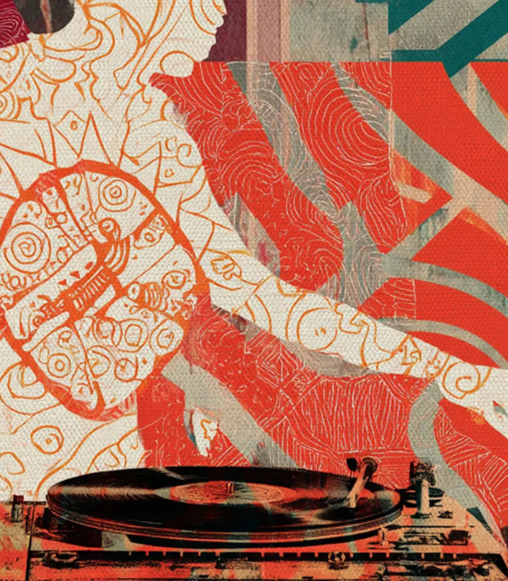 Cuadro Sound Collage Massinart — ambiente de despacho con decoración artística contemporánea