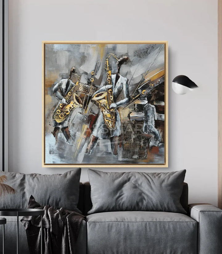 Cuadro Jazz Saxofón en un despacho u oficina contemporánea — Massinart