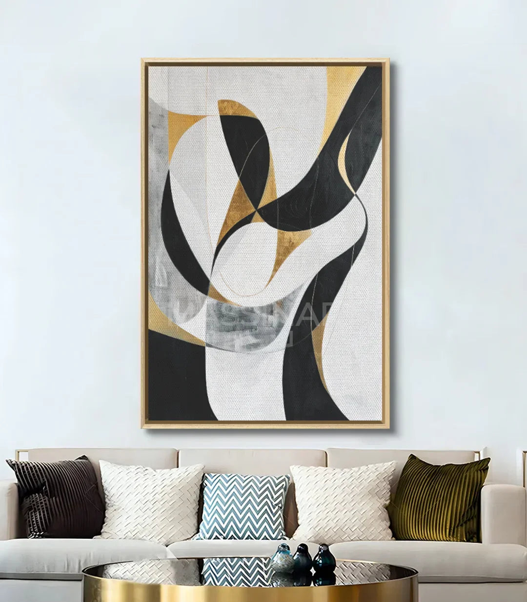 Cuadro In Motion en interior de salón contemporáneo — arte mural Massinart