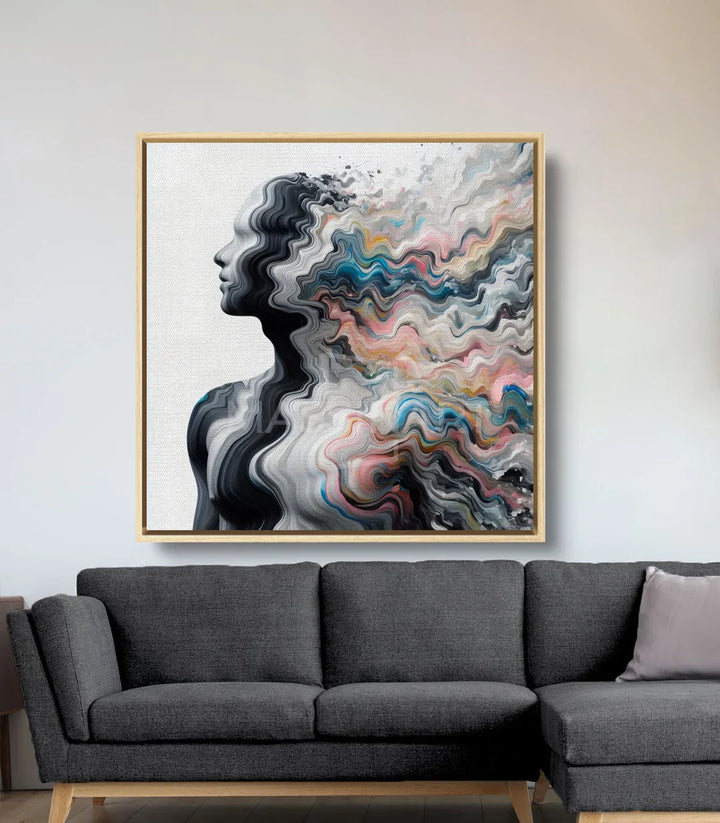 Cuadro Color Surge en salón moderno Massinart — marco negro sobre pared clara