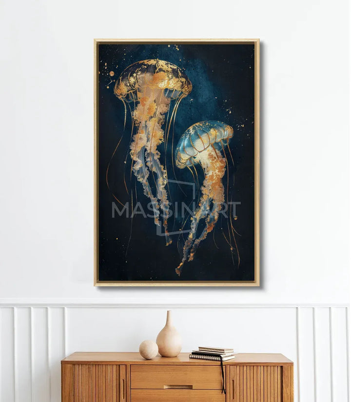 Cuadro Floating Gold Massinart — ambientación en interior elegante estilo nórdico