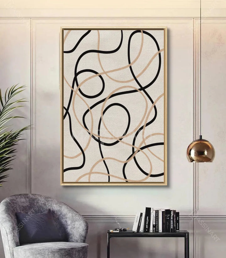 Cuadro Sketch líneas abstractas y formas geométricas depuradas, arte mural minimalista — Massinart