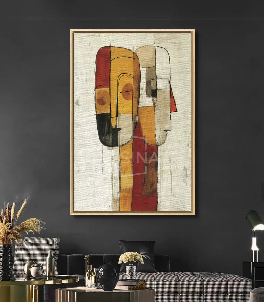 Cuadro Intersect en dormitorio contemporáneo, arte mural abstracto Massinart