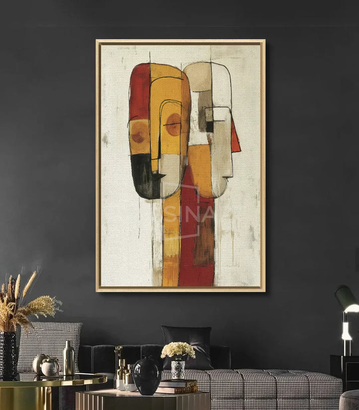 Cuadro Intersect en dormitorio contemporáneo, arte mural abstracto Massinart