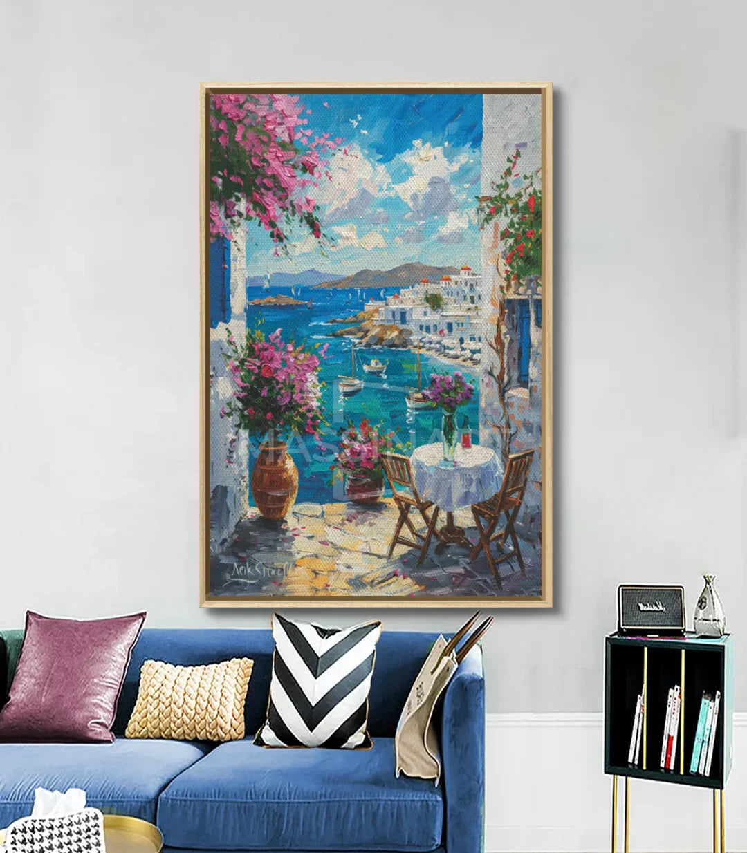 Cuadro Mediterranean Balcony decoración interior paisaje de mar y terraza Massinart