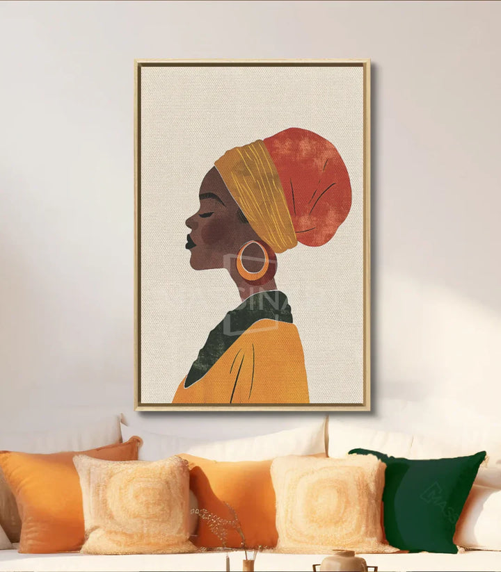 Decoración de pasillo con retrato africano contemporáneo enmarcado en negro — Massinart