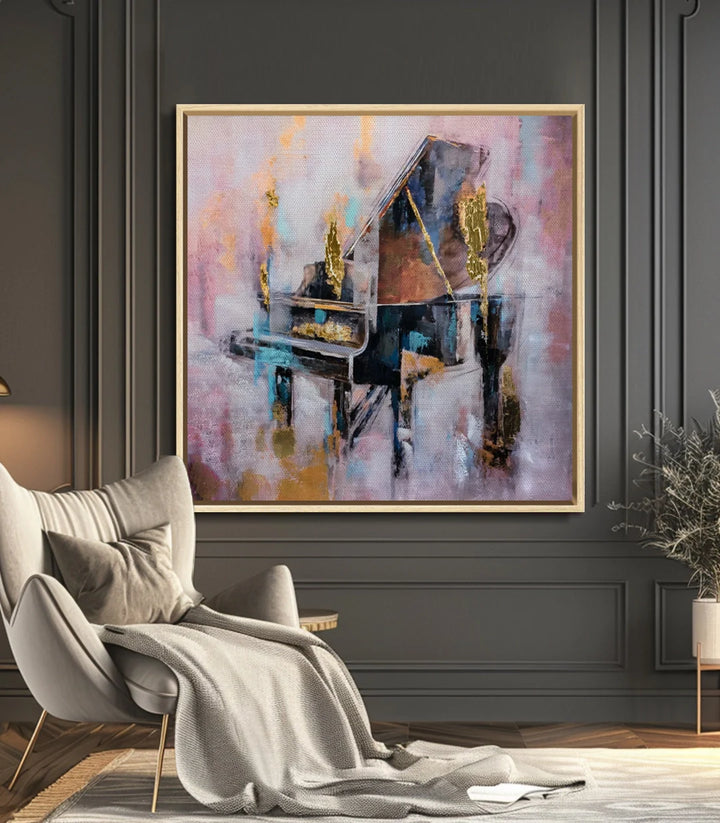 Decoración dormitorio con cuadro de música expresionista abstracto — Massinart