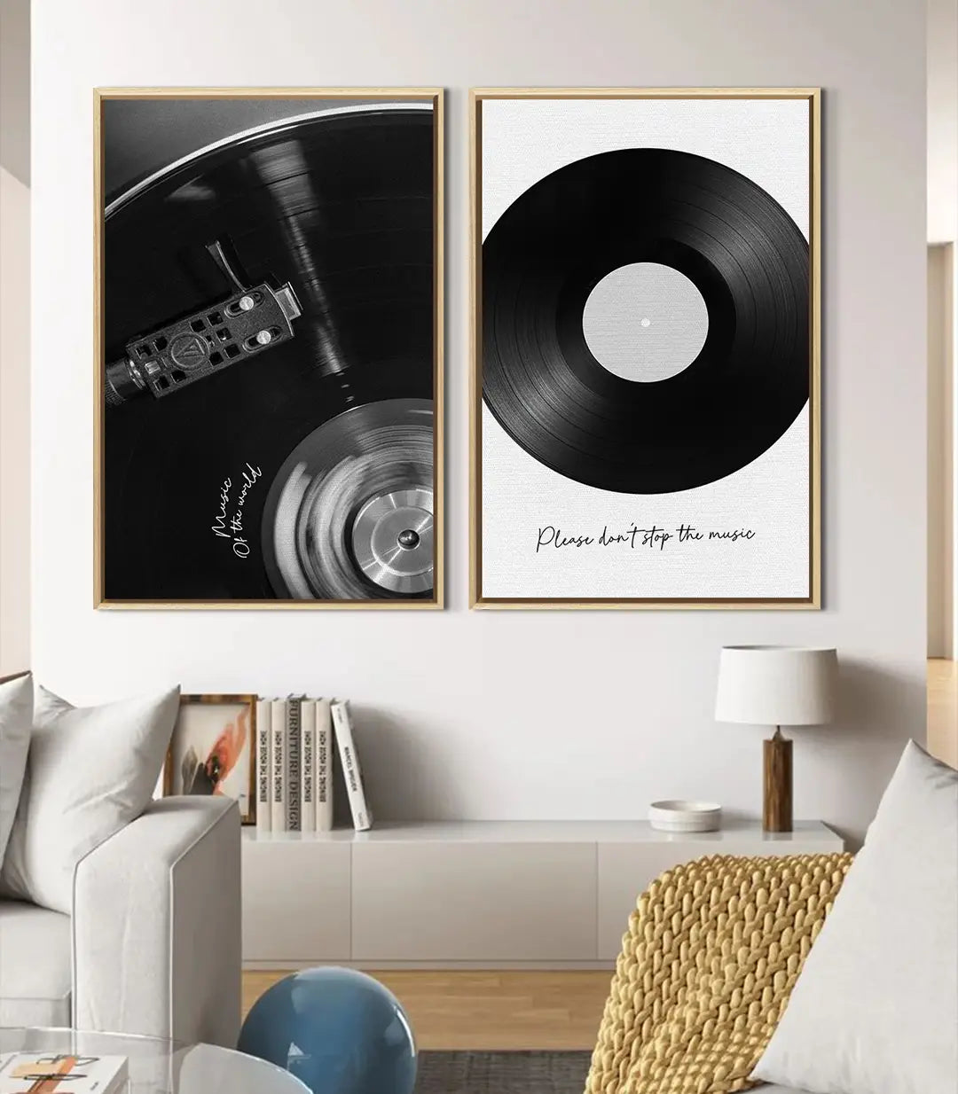 Díptico Classic Spin en salón moderno sobre pared blanca — Massinart