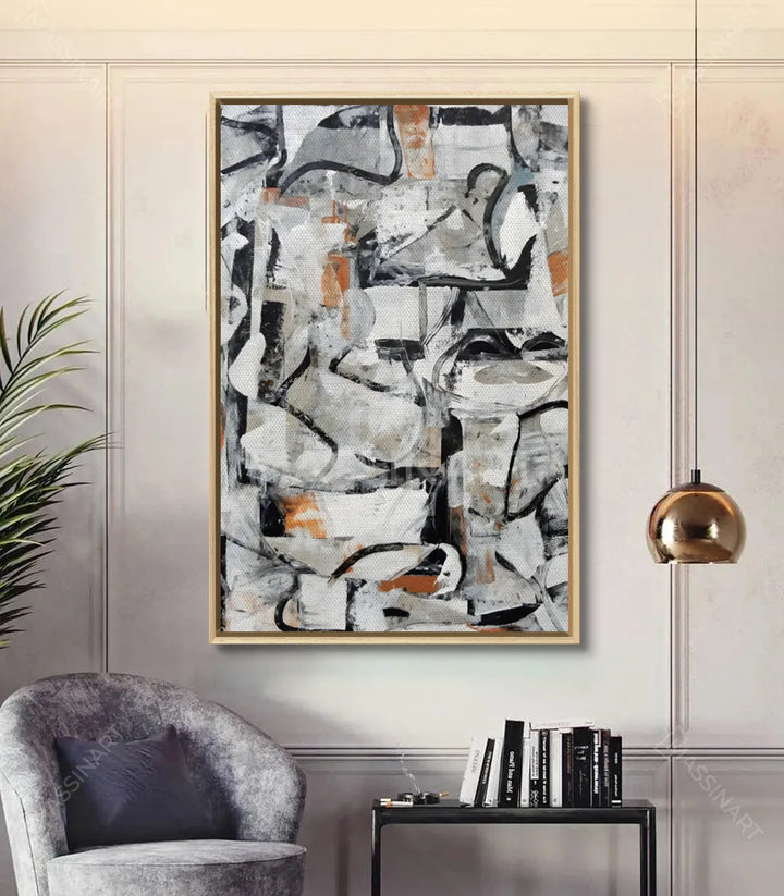 Cuadro Inkflow Fusion arte abstracto vertical — composición de tinta en interior minimalista, Massinart
