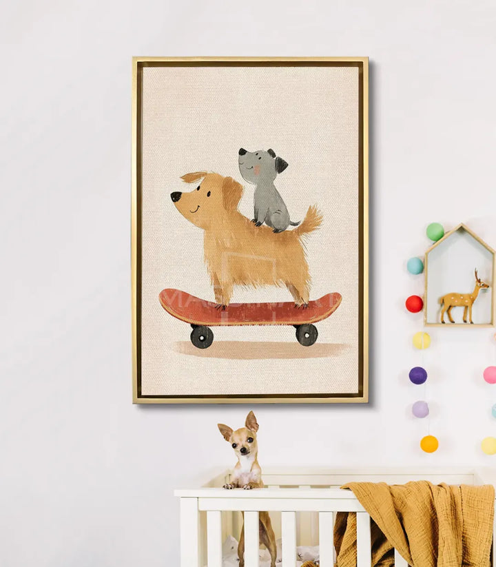 Cuadro Skate Dogs en habitación infantil — decoración mural lúdica Massinart
