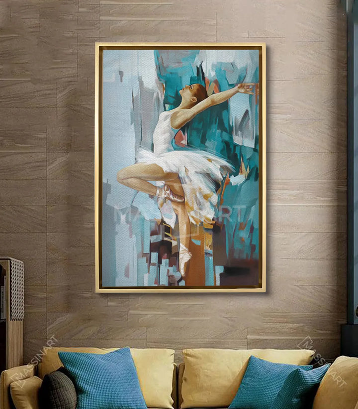 Cuadro de bailarina enmarcado en negro, decoración de salón moderno — Massinart