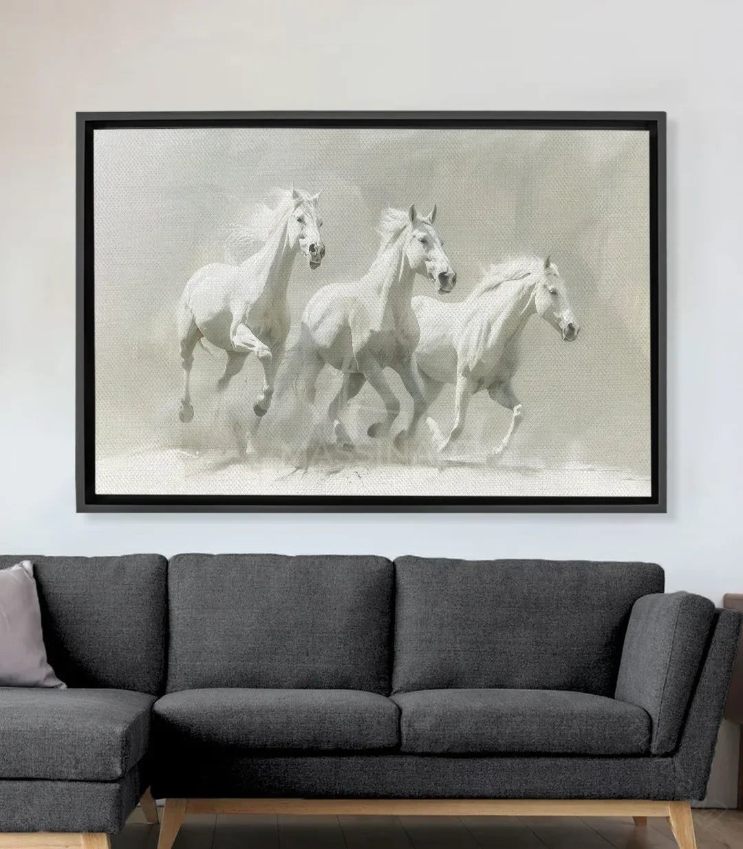 Cuadro Gentle Souls caballos blancos estilo minimalista — Massinart