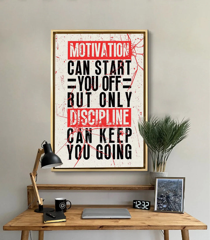 Cuadro motivador en escritorio moderno, estilo minimalista — Massinart