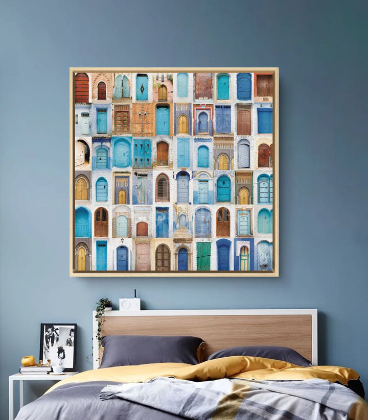 Cuadro Moroccan Doors — arte mural patrimonio marroquí con colores vibrantes, decoración pared Massinart