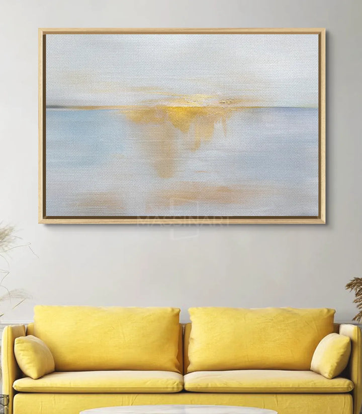 Decoración interior con Sea Sunrise sobre sofá amarillo — Massinart