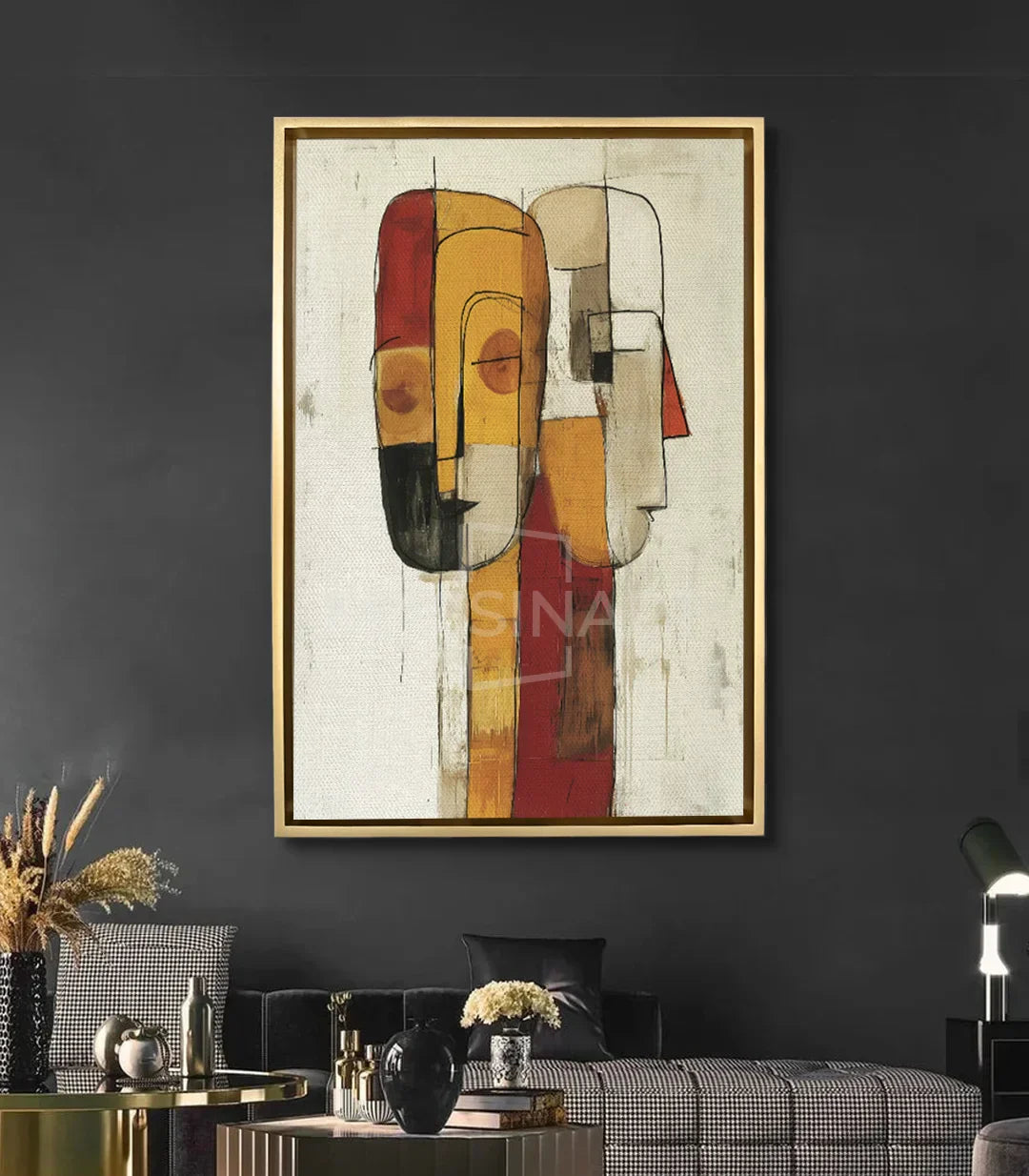 Cuadro Intersect en salón moderno, decoración de pared con arte geométrico abstracto