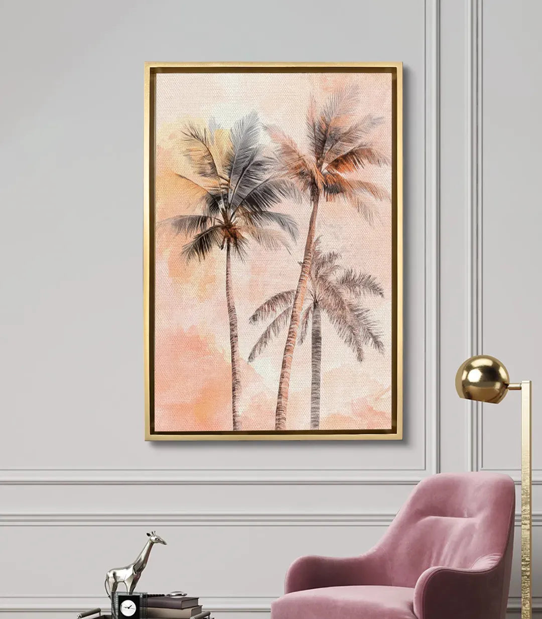 Cuadro Tripalm palmeras tropicales en salón moderno, decoración de pared — Massinart