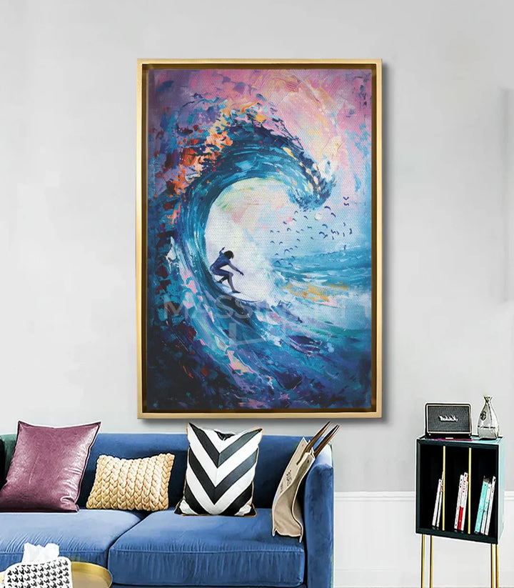 Cuadro Liberate en salón moderno decorado en azul — Massinart