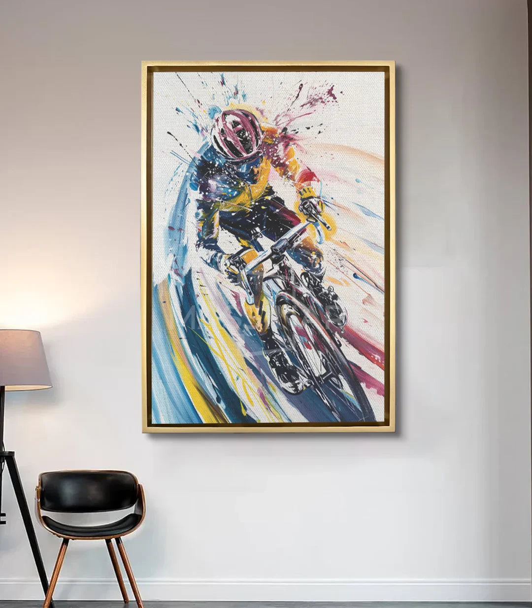 Cuadro de ciclista dinámico para decoración de salón moderno, Massinart