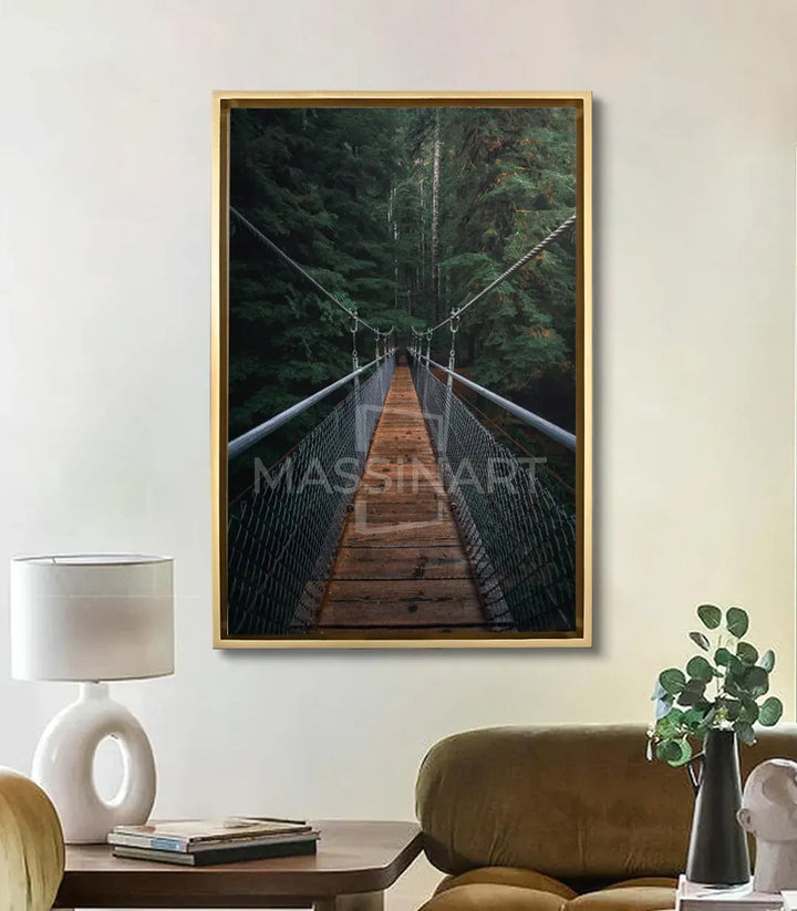 Cuadro Mystic Bridge en salón moderno — decoración mural de paisaje natural sobre sofá, Massinart