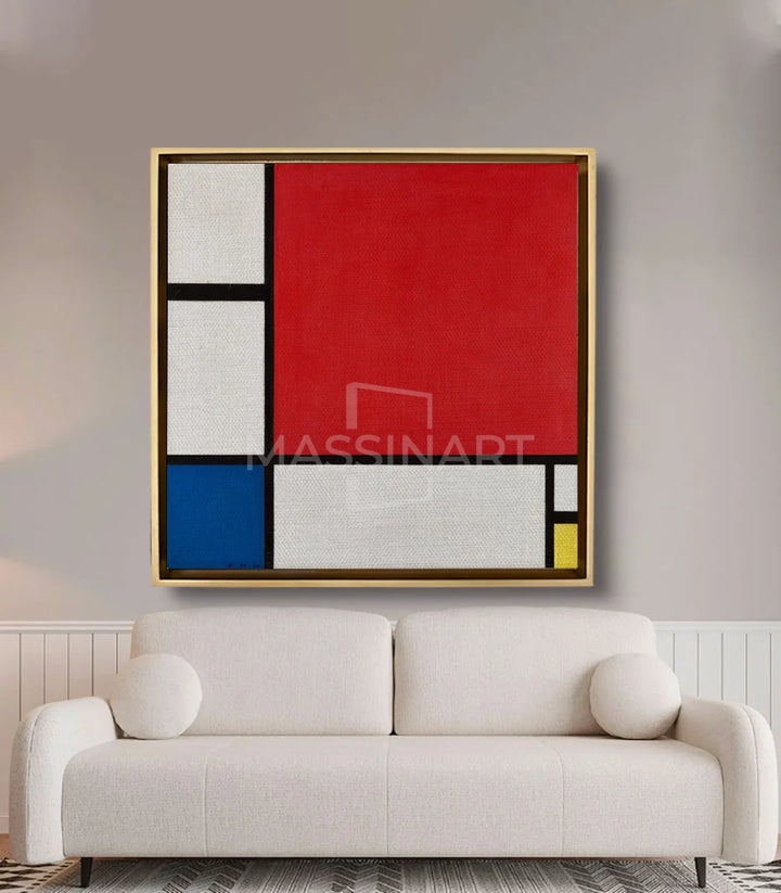 Cuadro abstracto geométrico Mondrian en espacio de trabajo — decoración oficina moderna