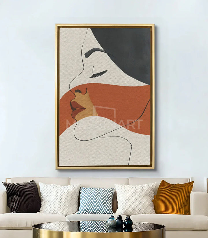 Cuadro retrato abstracto Feel me en salón moderno Massinart