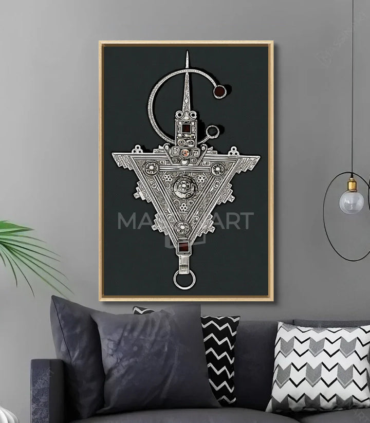 Decoración contemporánea con cuadro amazigh negro y blanco Massinart
