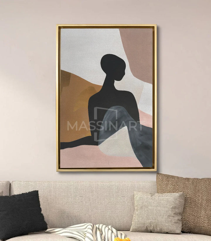 Ambientación salón moderno decoración mural silueta femenina minimalista Massinart