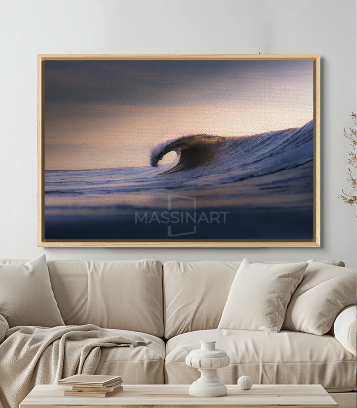 Cuadro Tranquil Wave en un salón moderno — decoración costera Massinart