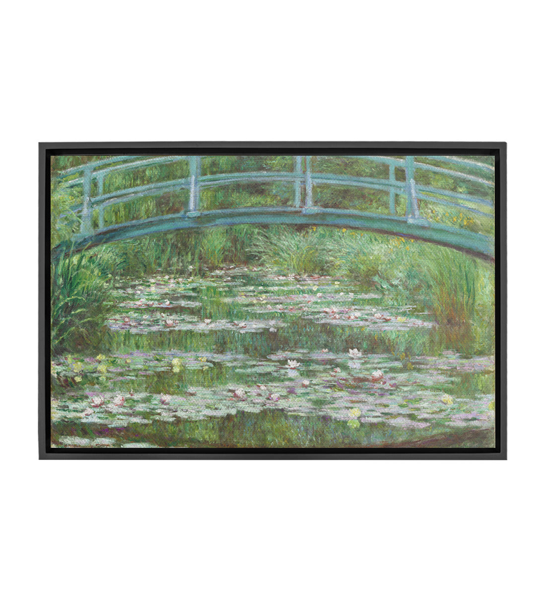 Cuadro El Puente Japonés de Monet — arco verde, nenúfares rosas y blancos, Massinart