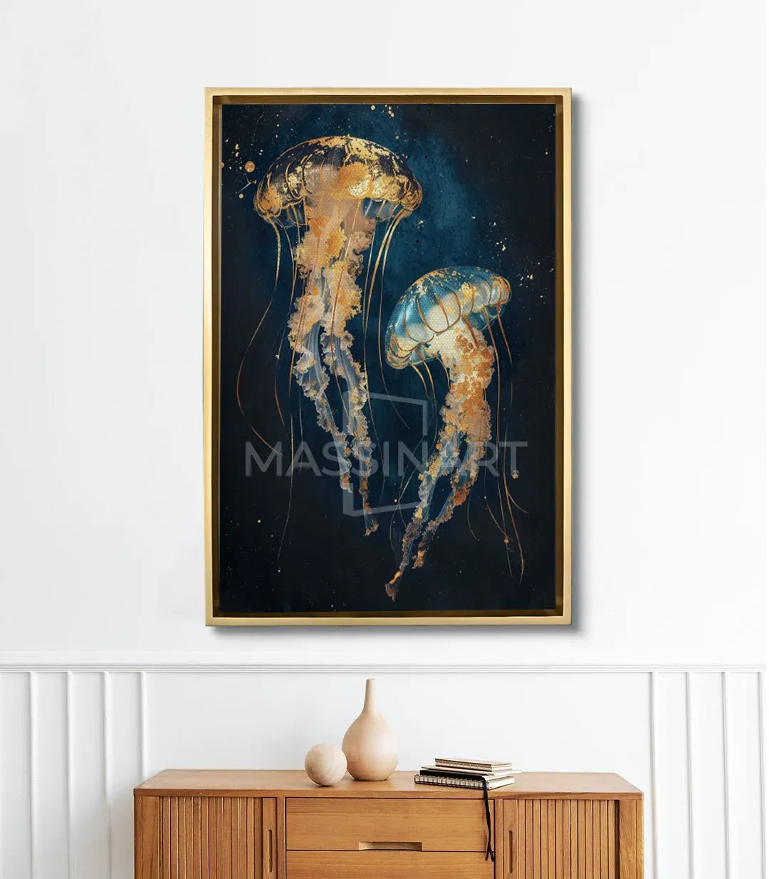 Cuadro Floating Gold Massinart — ambientación en salón moderno con decoración contemporánea