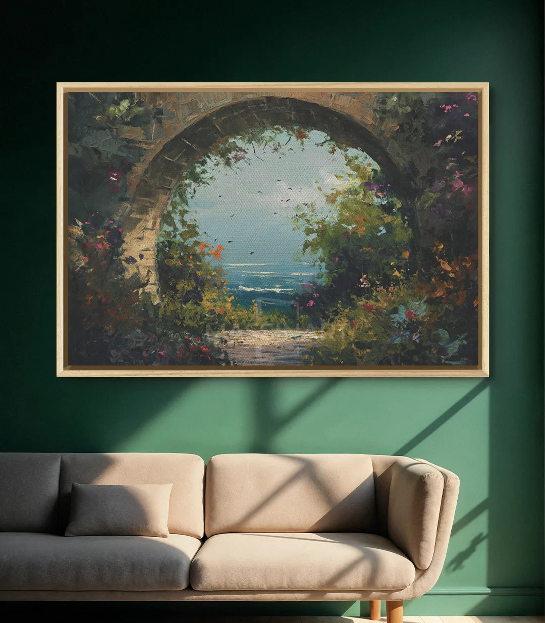 Decoración de interiores con lienzo ventana paisaje floral, Massinart