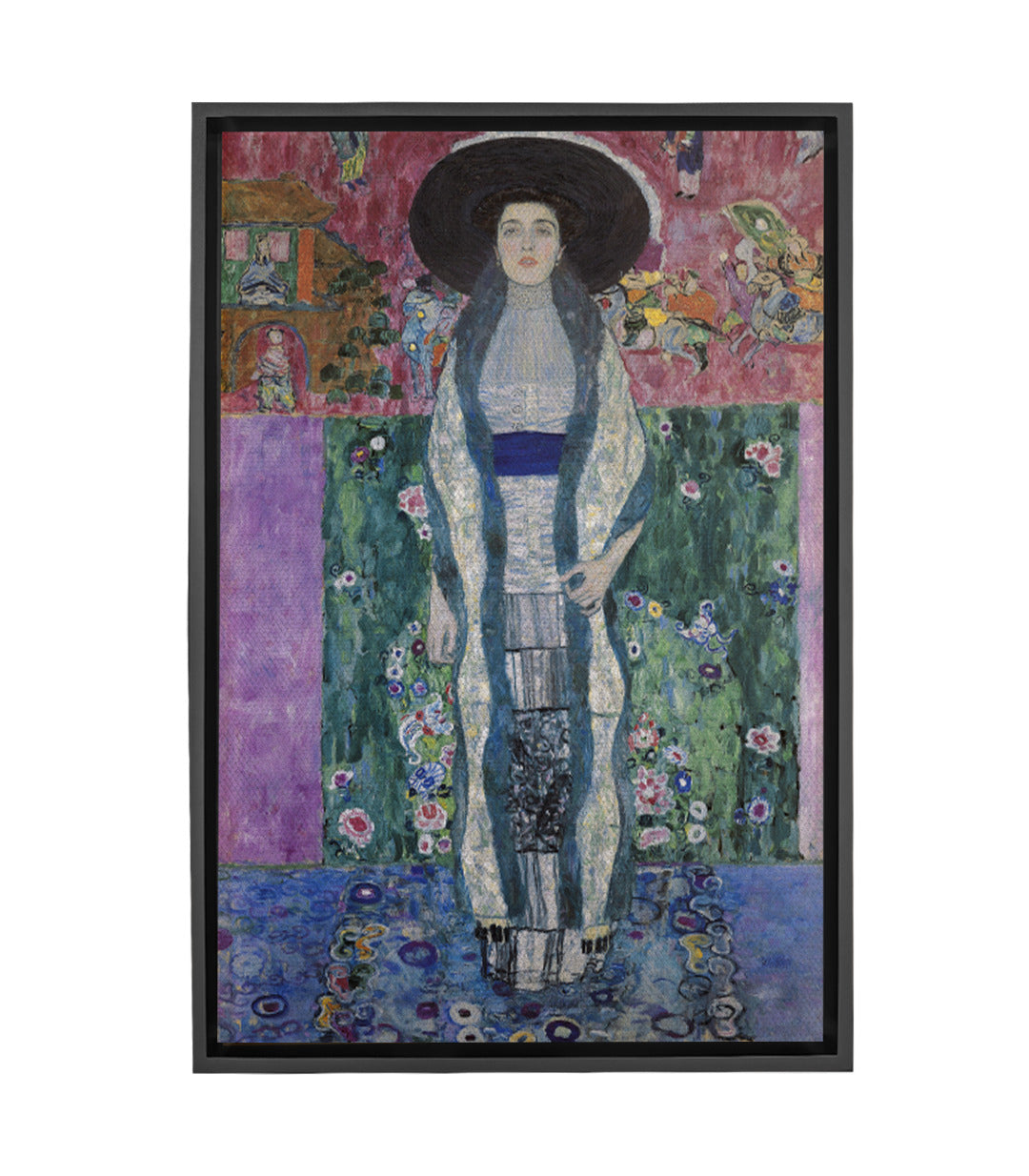 Cuadro retrato mujer elegante con sombrero negro, estilo Art Nouveau, Massinart
