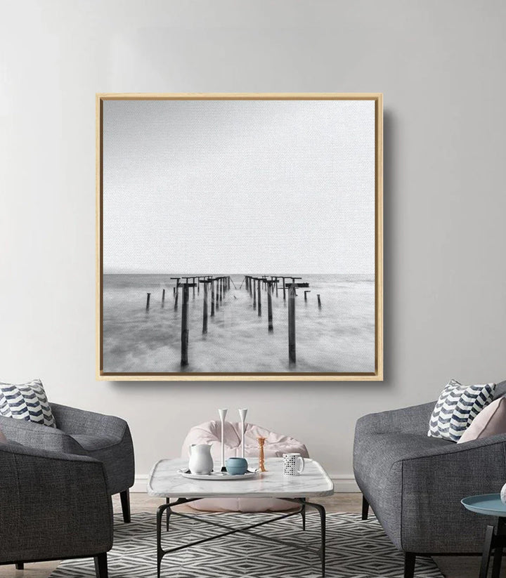 Decoración interior contemporánea con cuadro paisaje costero minimalista Massinart