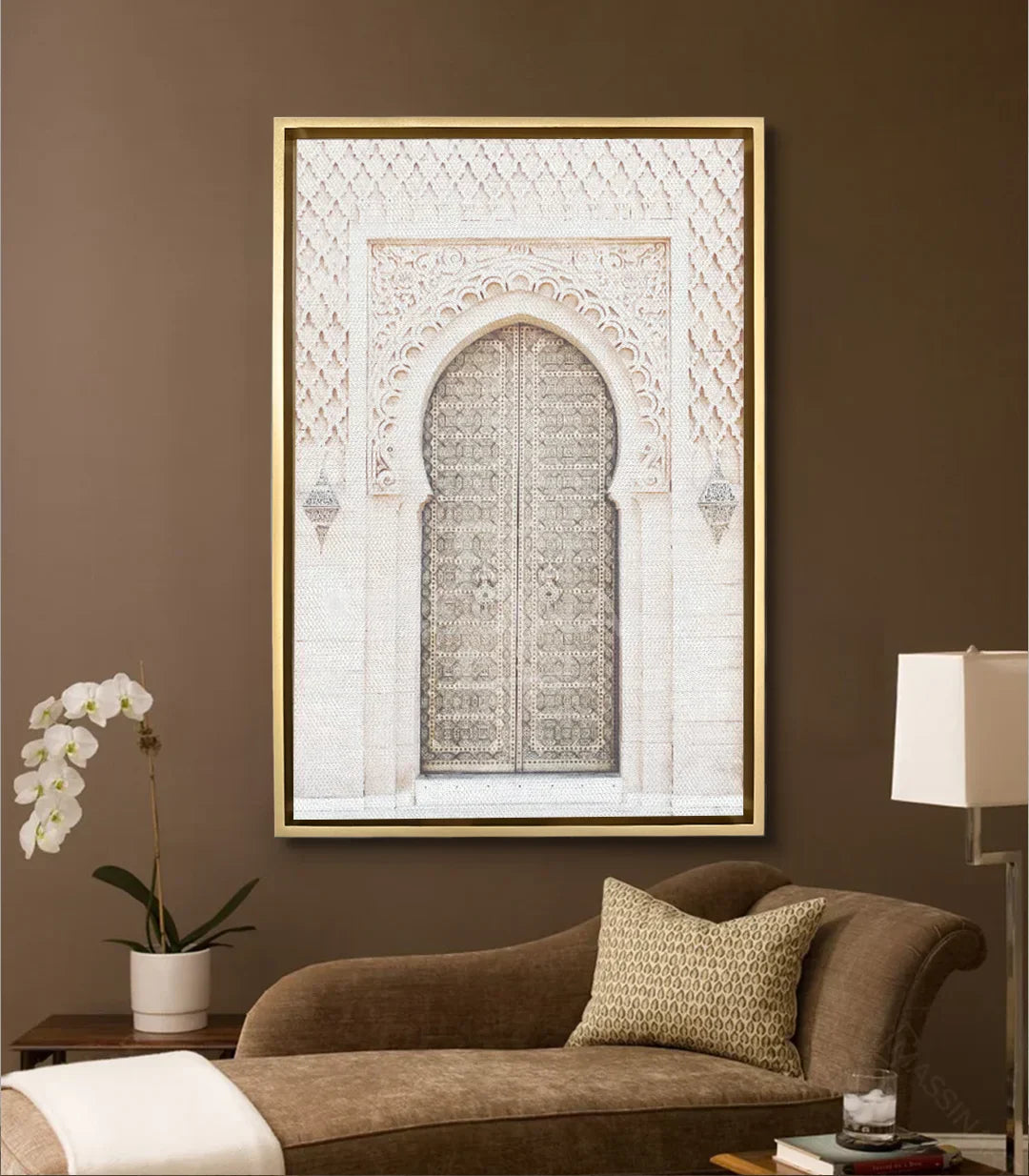 Cuadro puerta marroquí en salón moderno — decoración mural Massinart