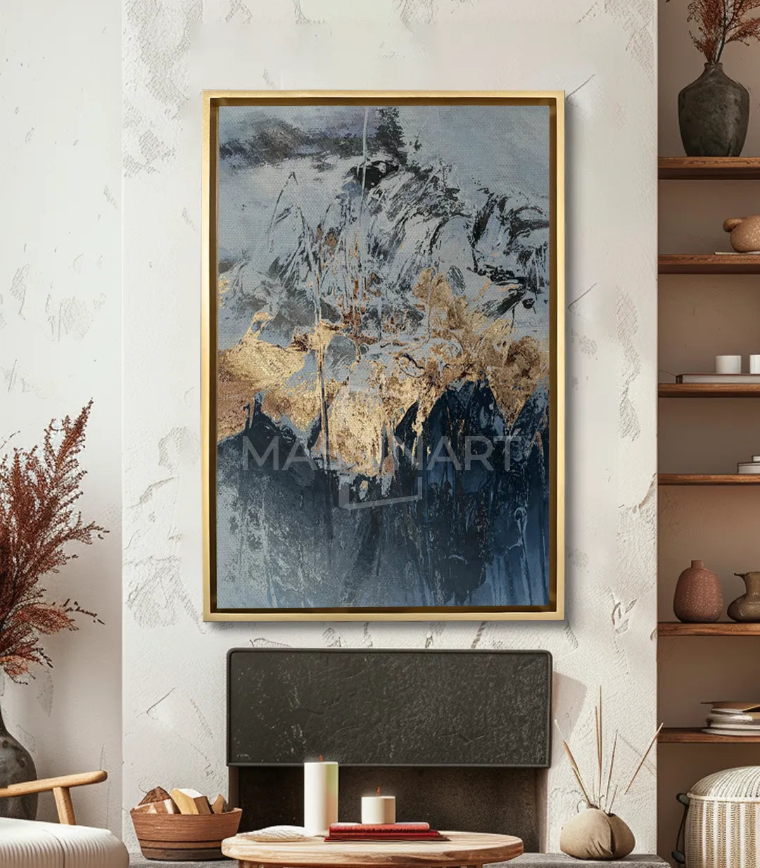 Cuadro Mount Everest — lienzo canvas con picos nevados sobre cielo dramático — Massinart