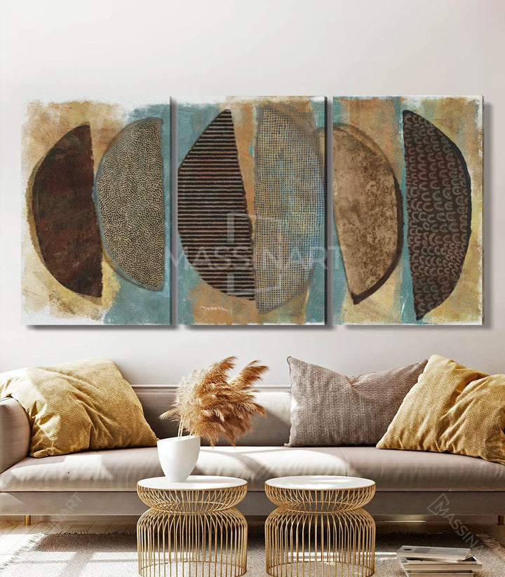 Tríptico Boho Massinart — detalle de textura abstracta con formas geométricas