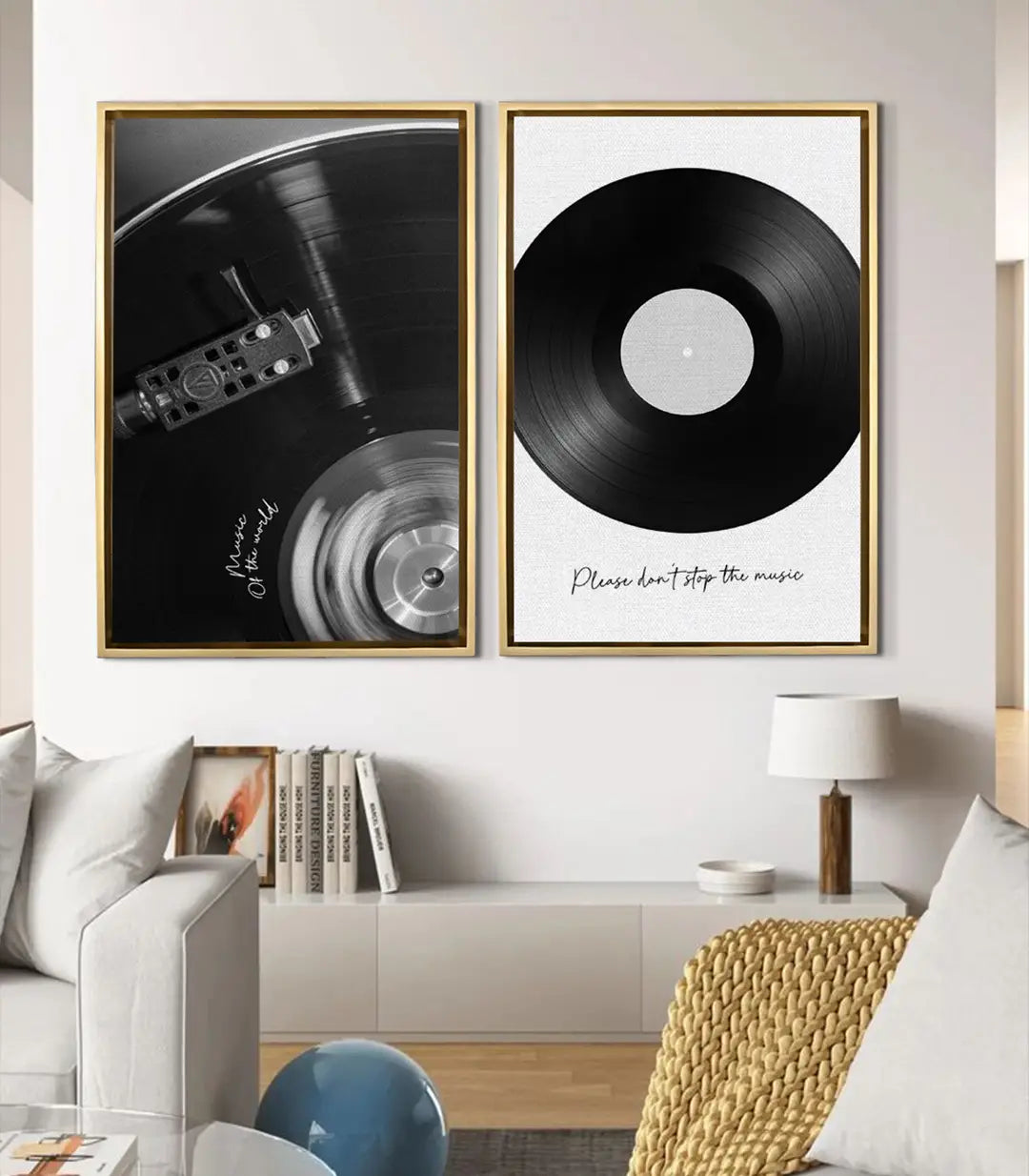 Cuadro disco vinilo blanco y negro Massinart — panel derecho del díptico