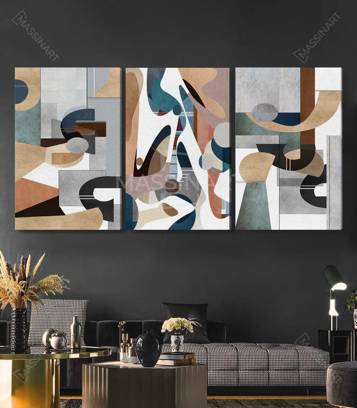 Cuadro Eternity tríptico en salón moderno — decoración de pared contemporánea | Massinart