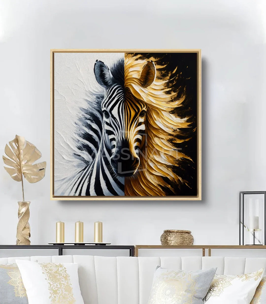 Cuadro cebra Dual Spirit en interior contemporáneo de decoración elegante — Massinart