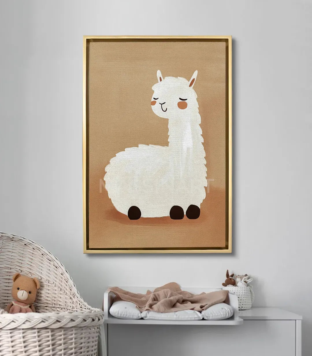 Cuadro Serene Llama en decoración de habitación infantil Massinart