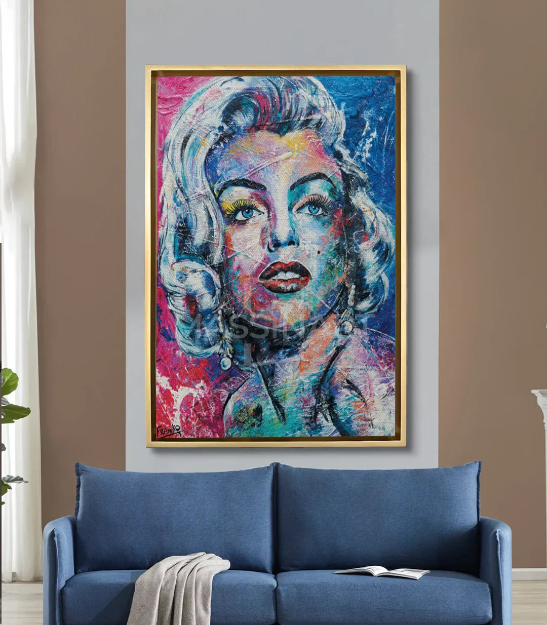 Ambientación salón moderno con cuadro Marilyn Dream Massinart